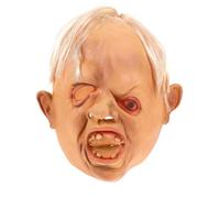 Prop Headgear Squinting Man Halloween Costume Masks Horror Oblique Eye Man Scary Full Head Latex Headgear Creepy for Masquerade Halloween Party Props Funny Simulation Scary Face Cover Latex