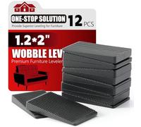 PROPA Furniture Leveler 12pcs Kit Size Variety Multi-Purpose Rubber Shim for Leveling Feet Stable Anti-Wobble Pad for Uneven Table, Dresser Leg, Toliet and More Furniture Prevent from Wobbling