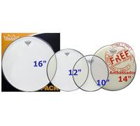 Remo Emperor Clear Tom Pack - 10 12 16" Heads + Free 14 Ambassador