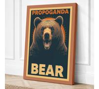 Propaganda Bear Vintage Canvas Wall Art Print 18x12 Inch (46 x 30 cm)