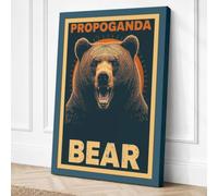 Propaganda Bear Vintage Canvas Wall Art Print 18x12 Inch (46 x 30 cm)