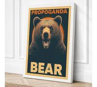 Propaganda Bear Vintage Canvas Wall Art Print 24x16 Inch (61 x 41 cm)