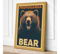 Propaganda Bear Vintage Canvas Wall Art Print 36x24 Inch
