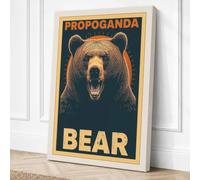 Propaganda Bear Vintage Canvas Wall Art Print 36x24 Inch (91 x 61 cm)