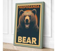 Propaganda Bear Vintage Canvas Wall Art Print 36x24 Inch (91 x 61 cm)