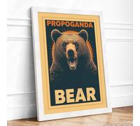 Propaganda Bear Vintage Framed Wall Art Print A2 White