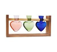 Propagation Vases for Plants,Plant Terrarium Heart Shape Glass Vase Holder | Wooden Stand Tabletop Planter for Hydroponics, Garden Decor Terrarium