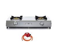 (Propane 37mbar Clip-on 27mm) Portable Gas Stove 2 Burner Indoor Caravan WOK NSD-2