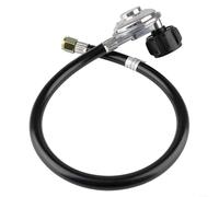Propane Hose and Regulator Kit with for QCC1 Connection for 5-40 lb BBQ Grills, Patio Heaters, Smokers, RVs and Boats, Brass Single Stage Assembly, 2ft or 4.9ft Length(90° right angle)