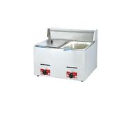 Propane LPG 2 Burners Stainless Steel Commercial Countertop Deep Gas Dyqyym Natural Gas Food ?heated For French Fries Restaurant Home Kitchen (Silver 6Lx2)