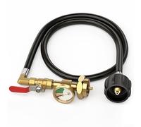 Propane Refill Adapter with 3FT Hose, Brass ON/OFF Control Valve and Pressure Gauge, for Refilling 1lb Canisters from 20lb Tank, Leak-Proof Outdoor Propane Accessory