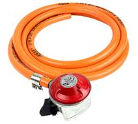 Propane Regulator (Red) 27mm Clip On 37mbar + 8mm LPG Gas Hose + Clips 3 Metre Patio BBQ Gas Regulator