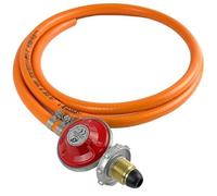 Propane Regulator (Red) Hand Wheel 37mbar + 8mm LPG Gas Hose + Clips 20 Metre Fits Calor Gas & Flogas Screw in Cylinders