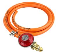 Propane Regulator (Red) Standard Screw 37mbar + 8mm LPG Gas Hose + Clips 2 Metre - Fits Calor 6kg Propane Gas Bottle (Screw-On Cylinder)