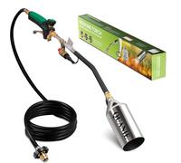 Propane Torch Burner Weed Torch High Output 2,400,000 BTU with 10FT Hose,Heavy Duty Blow Torch with Flame Control and Turbo Trigger Push Button Igniter,Flamethrower for Garden Wood Ice Snow Road(Green