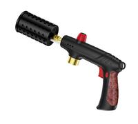 Propane Torch Gun with 49mm Wide Nozzle & Adjustable Flame, Heavy-Duty Cooking Blow Torch for Sous Vide Searing, BBQ Grilling, Campfire Starter (Tank Not Included) (Handle Mahogany)