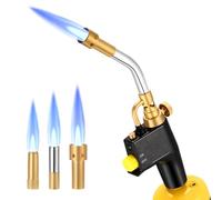 Propane Torch Multi Purpose Gas Torch with 3 Nozzles Blow Torch with High-Intensity Swirl Flame and Instant Trigger Start Ignition Multi Purpose Gas Torch for Welding, Grilling Steak, Soldering