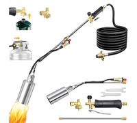 Propane Torch Weed Burner Kit, 2-in-1 Sectional 37.5" Extended No-Bend 1,800,000 BTU Heavy Duty Blow Torch Flamethrower with Auto-Ignition,10FT Hose & Multi-Tank Adapter for Weeding/Snow/Roof Asphalt