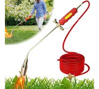 Propane Torch Weed Burner Kit, Portable Double Botton Flame Thrower Weed Torches,for Garden Weeding, Jewelry Processing, BBQ, Repair,Red,Nozzle Diameter 50MM