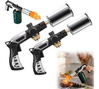 Propane Torch Weed Burner, One-Touch Max Fire Blow Torch with Adjustable Flame Flame Thrower Gun for BBQ Grilling, Charcoal Igniting, Cooking, Sous Vide, Welding, Fireplace(2pack)