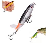 Propeller Floating Rotating Tail Fish Bait, Floating Rotating Tail Fishing Bait with 3D Lifelike Eyes Topwater Lure for Freshwater Saltwater Fishing, Professional Tackle Gift for Men (A)