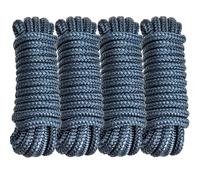 PropelTech 4 Pack 3/8" x 15’ Boat Dock Lines for Boat & Pontoon, Premium Marine- Grade Double Braided Nylon Dock Line, Pre-Spliced with a 12" Eyelet-Navy Blue,Boating Gifts for Men