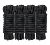PropelTech 4 Pack 3/8" x 15’ Boat Dock Lines for Boat & Pontoon, Premium Marine- Grade Double Braided Nylon Dock Line, Pre-Spliced with a 12" Eyelet-Black,Boating Gifts for Men