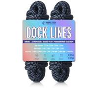 PropelTech Boat Dock Lines 2 Pack 1/2" x 20',Improved Double Braided Nylon Boat Ropes for Docking with 12" Loop,Hurricane-Resistant Grade Marine Rope for Sailboats,Pontoons,Fishing Boats,Navy Blue