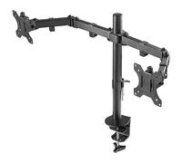 Proper AV Dual Swing Arm Monitor Desk Mount with Desk Clamp for 19in -32in Monitor Black