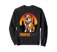Proper Brit Bulldog With Union Jack Scarf Sweatshirt