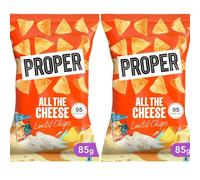 Proper Chips 85g | Premium Crunchy Potato Chips | Lightly Seasoned Gourmet Snack | Ready-to-Eat Pack (PROPER All The Cheese Lentil Chips 85g 2 pack)