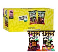 Proper Chips Crisps Bulk Buy Multipack Chickpea Chips Katsu Curry & Ghost Chilli & Yuzu, 16 x 30g - Individually Wrapped Snack Packs & Card For Kids, Movie Night, Picnic, Camping, Party Favours