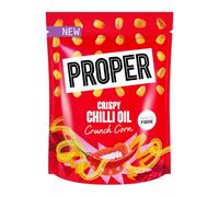 Proper Crunch Corn - High in Fibre Savoury Snack - 4 x 150g Bags (Crispy Chilli Oil)