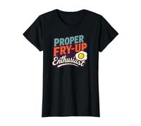 Proper Fry Up Enthusiast Full English Breakfast Humour Value Graphic T-Shirt, Women, Black, S