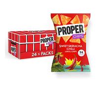 PROPERCHIPS Lentil Chips, Sweet Sriracha Chilli, Vegan, Gluten Free Snacks, 24 x 20g Bags