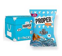 PROPER Lightly Sea Salted Popcorn, Natural Sea Salt Seasoning, Vegetarian, Gluten-Free - Pack of 8 x 70g