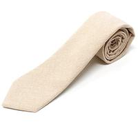 Proper Materials Men's Chambray Cotton Skinny Necktie Tie Textured Distressed Style - 2 1/2" Width, Khaki, One size