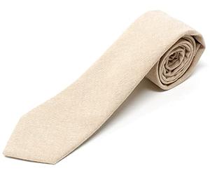 Proper Materials Men's Chambray Cotton Skinny Necktie Tie Textured Distressed Style - 2 1/2" Width, Khaki, One size