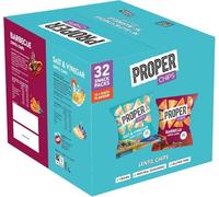 PROPER - Multipack Box, Barbecue and Salt & Vinegar Lentil Chips, Vegan, Gluten Free Snacks, 14g, 32 Packs, (16 bags of each flavour) - By Shop 4 Less