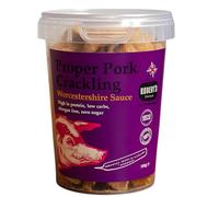 Proper Pork Crackling - 100g Pot - Available in Multiple Flavours - Keto-friendly, Allergen-Free, Low Carb & High Protein, Handmade in Britain (Worcestershire Sauce)