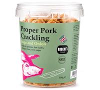 Proper Pork Crackling 100g Pot - Keto, Low Carb, Gluten Free, High Protein Snack - Pork Rind - Pork Scratchings - Multi-Flavour & Multipack (Triple Pots (3 x 100g Pots), Sage & Onion)