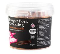 Proper Pork Crackling - 55g Pot - 10 Flavours - Keto-friendly, Allergen-Free, Low Carb & High Protein, Handmade in Britain (Extreme Naga Chilli)