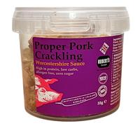 Proper Pork Crackling - 55g Pot - 10 Flavours - Keto-friendly, Allergen-Free, Low Carb & High Protein, Handmade in Britain (Worcestershire Sauce)