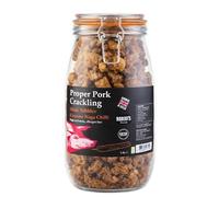 Proper Pork Crackling Mini Nibbles 750g Glass Jar - Keto Friendly, Low Carb, High Protein Snack - Allergen Free Pork Rinds - Handmade in Britain - Available in Multiple Flavours (Extreme Naga Chilli)