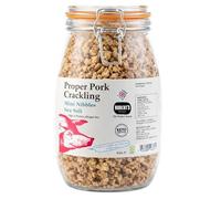 Proper Pork Crackling Mini Nibbles 750g Glass Jar - Keto Friendly, Low Carb, High Protein Snack - Allergen Free Pork Rinds - Handmade in Britain - Available in Multiple Flavours (Sea Salt)