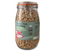 Proper Pork Crackling Mini Nibbles 750g Glass Jar - Keto Friendly, Low Carb, High Protein Snack - Allergen Free Pork Rinds - Handmade in Britain - Available in Multiple Flavours (Sage & Onion)