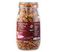 Proper Pork Crackling Mini Nibbles 750g Glass Jar - Keto Friendly, Low Carb, High Protein Snack - Allergen Free Pork Rinds - Handmade in Britain - Available in Multiple Flavours (BBQ)