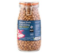 Proper Pork Crackling Mini Nibbles 750g Glass Jar - Keto Friendly, Low Carb, High Protein Snack - Allergen Free Pork Rinds - Handmade in Britain - Available in Multiple Flavours (Salt & Pepper)