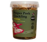 Proper Pork Crackling Nibbles 150g Pots - Available in Multiple Flavours - Keto, Gluten & Allergen Free, Low Carb, High Protein - Handmade in Britain with Family Recipe (Sage and Onion)