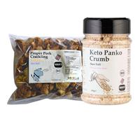Proper Pork Crackling Nibbles + Keto Panko Rind Crumb Bundle - Keto, Gluten & Allergen Free, Low Carb, High Protein - Handmade in Britain with Family Recipe (Sea Salt)